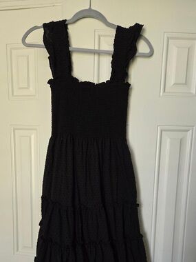 Girls Black Tiered Sundress with Smocked Bodice